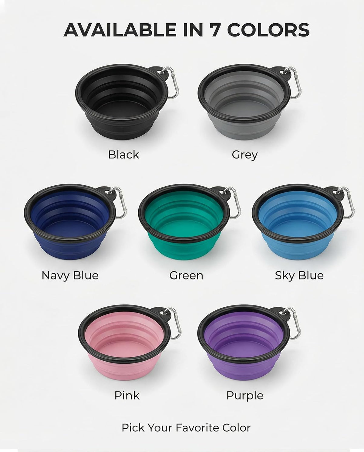 Set of 2 Durable Collapsible Dog Water Bowls for Travel