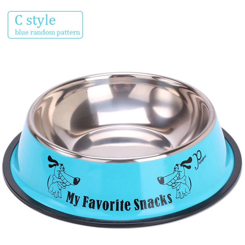 Stainless Steel Non-Slip Pet Bowl for Dogs and Cats - Available in Diameters of 11-22cm for Small, Medium, and Large Breeds