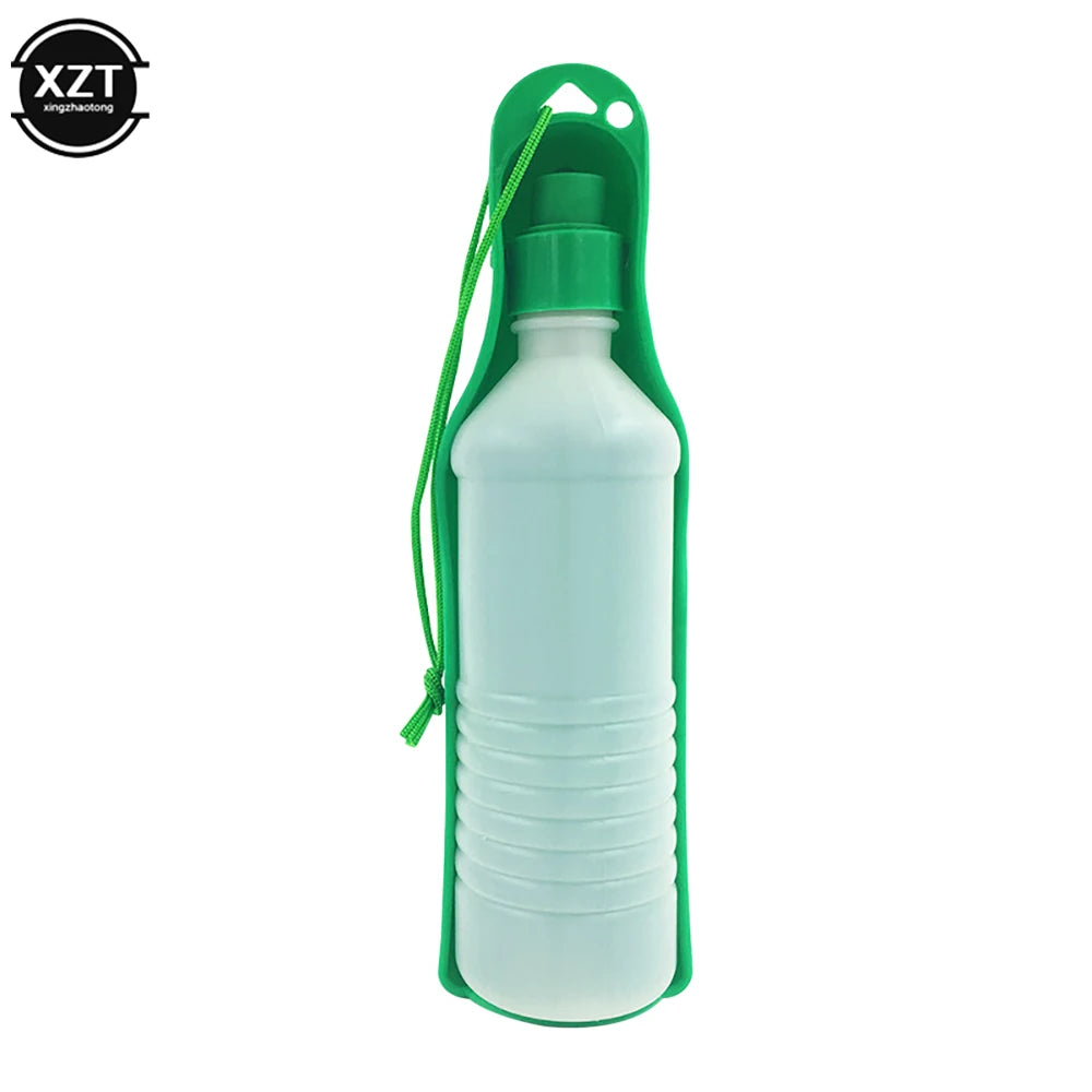 Portable Outdoor Dog Water Bottle with Foldable Feeding Bowl and Automatic Water Dispensing System