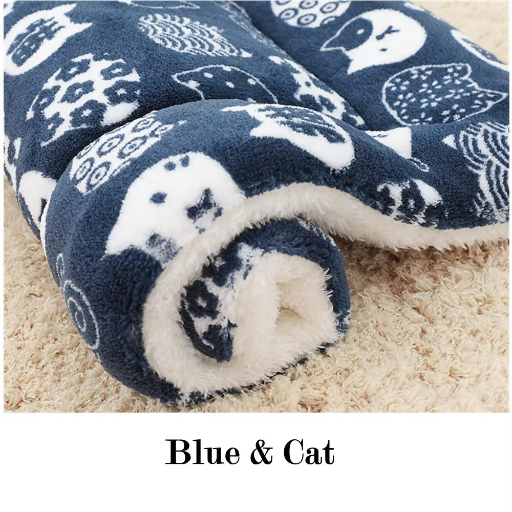 Thickened Fleece Dog and Cat Bed Mat - Soft, Washable Cushion Rug for Home Comfort