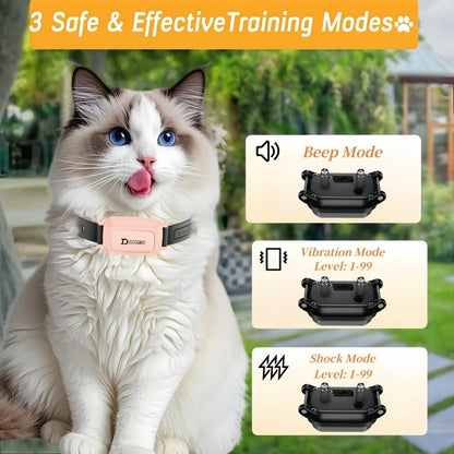 800mm Remote-Controlled Cat Training Collar with Shock Function and Meowing Prevention