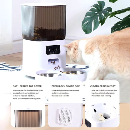 5L Automatic Pet Feeder with Camera - Smart Dog and Cat Food Dispenser, WiFi Enabled, Timed and Quantitative Stainless Steel Feeding Bowl