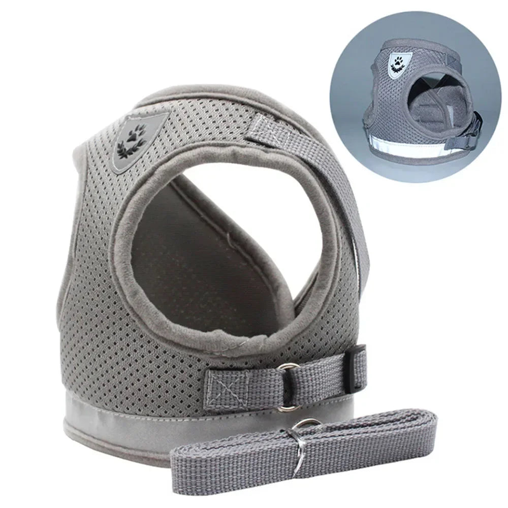 Adjustable Reflective Cat Harness and Leash Set - Escape Proof Mesh Vest with Collar for Small Dogs and Cats