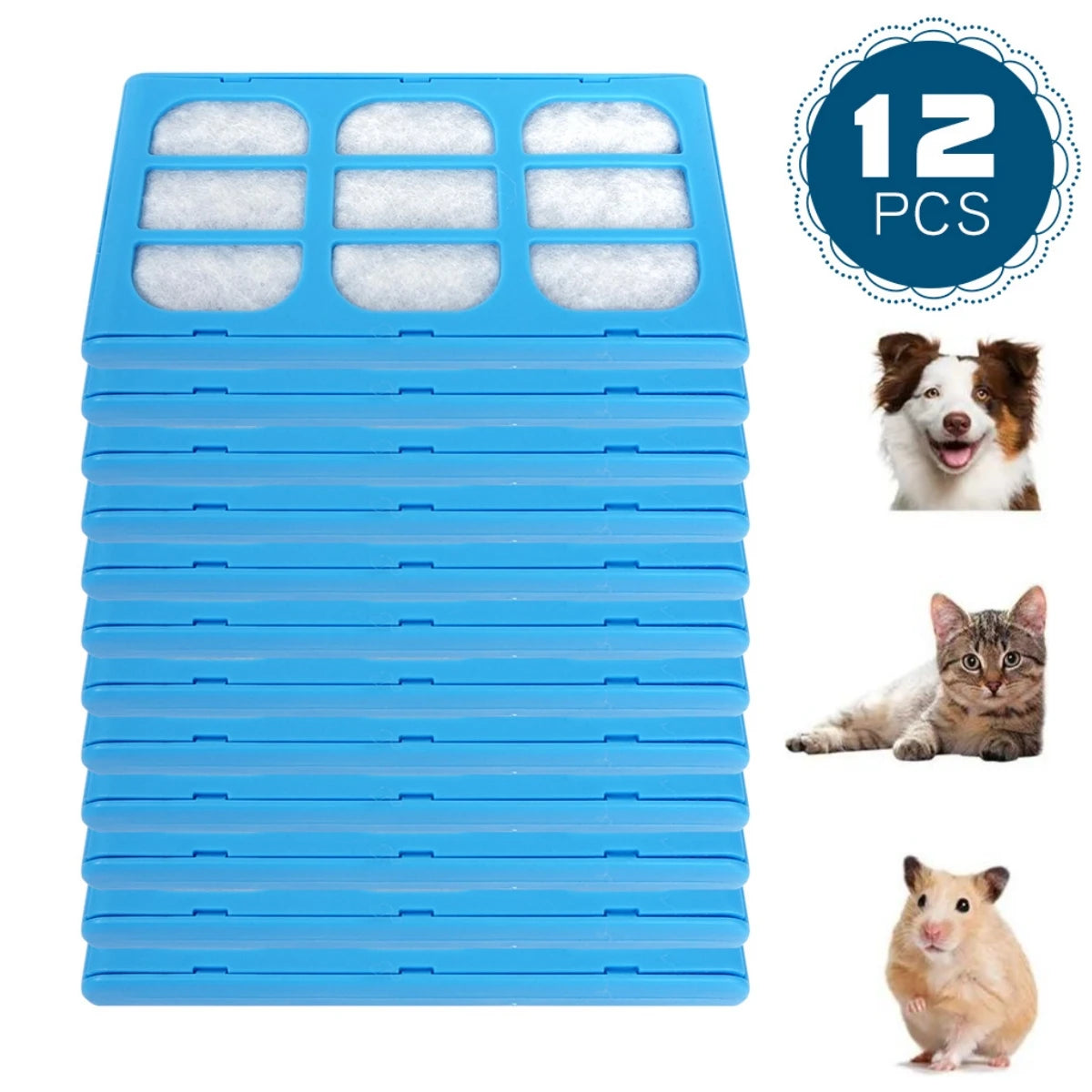 12-Pack Replacement Water Filter Cartridges for Pet Water Fountains Compatible with Cat and Dog Mate Models