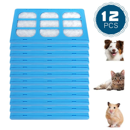 12-Pack Replacement Water Filter Cartridges for Pet Water Fountains Compatible with Cat and Dog Mate Models