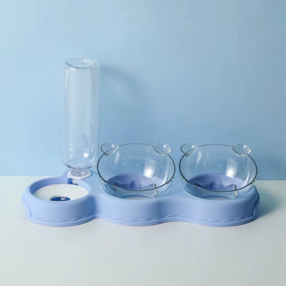 Automatic 3-in-1 Pet Feeder with Double Bowls and Water Reservoir for Cats and Dogs