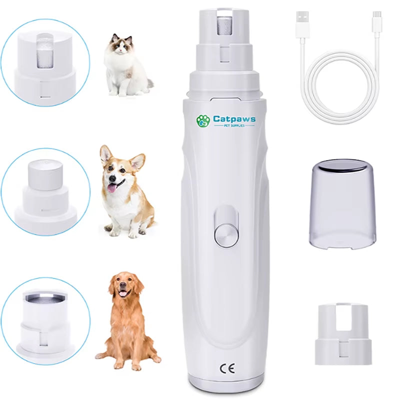 USB Rechargeable Electric Dog Nail Grinder - Quiet Pet Nail Grooming Tool for Cats and Dogs