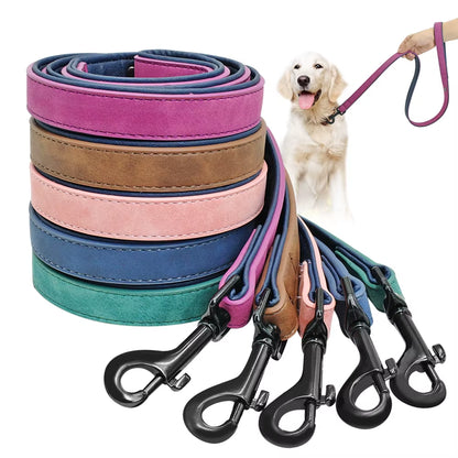 Leather Dog Leash and Harness - Adjustable Training Rope for Small, Medium, and Large Dogs