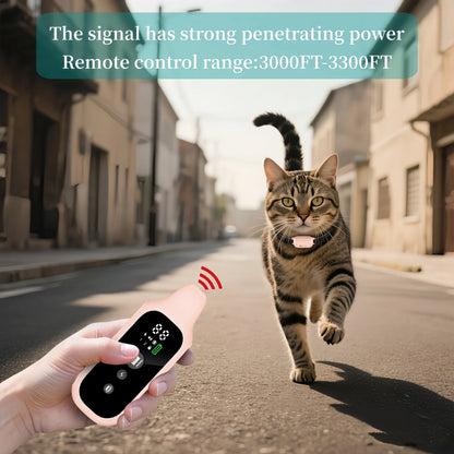 800mm Remote-Controlled Cat Training Collar with Shock Function and Meowing Prevention