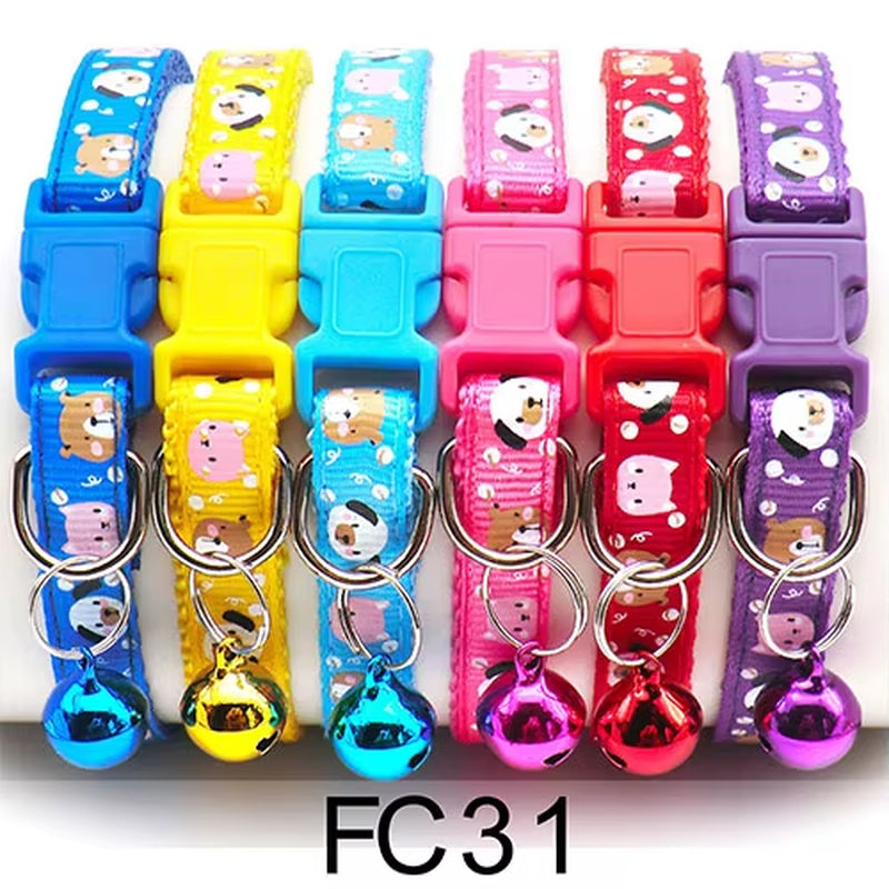 12-Pack Adjustable Cat Collars with Bells - Wholesale Pet Accessories for Cats and Kittens