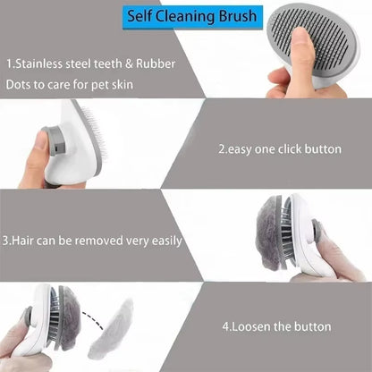 Self-Cleaning Pet Brush and Comb for Dogs and Cats - Grooming and Dematting Tool