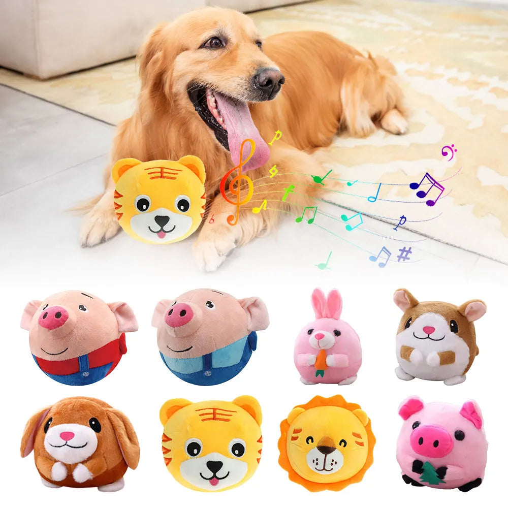 Interactive Plush Puppy Ball Toy with Singing Feature and Squeaker for Chewing and Play