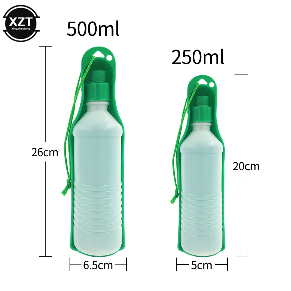 Portable Outdoor Dog Water Bottle with Foldable Feeding Bowl and Automatic Water Dispensing System
