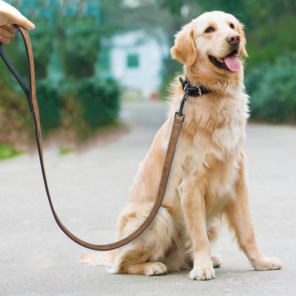 Leather Dog Leash and Harness - Adjustable Training Rope for Small, Medium, and Large Dogs