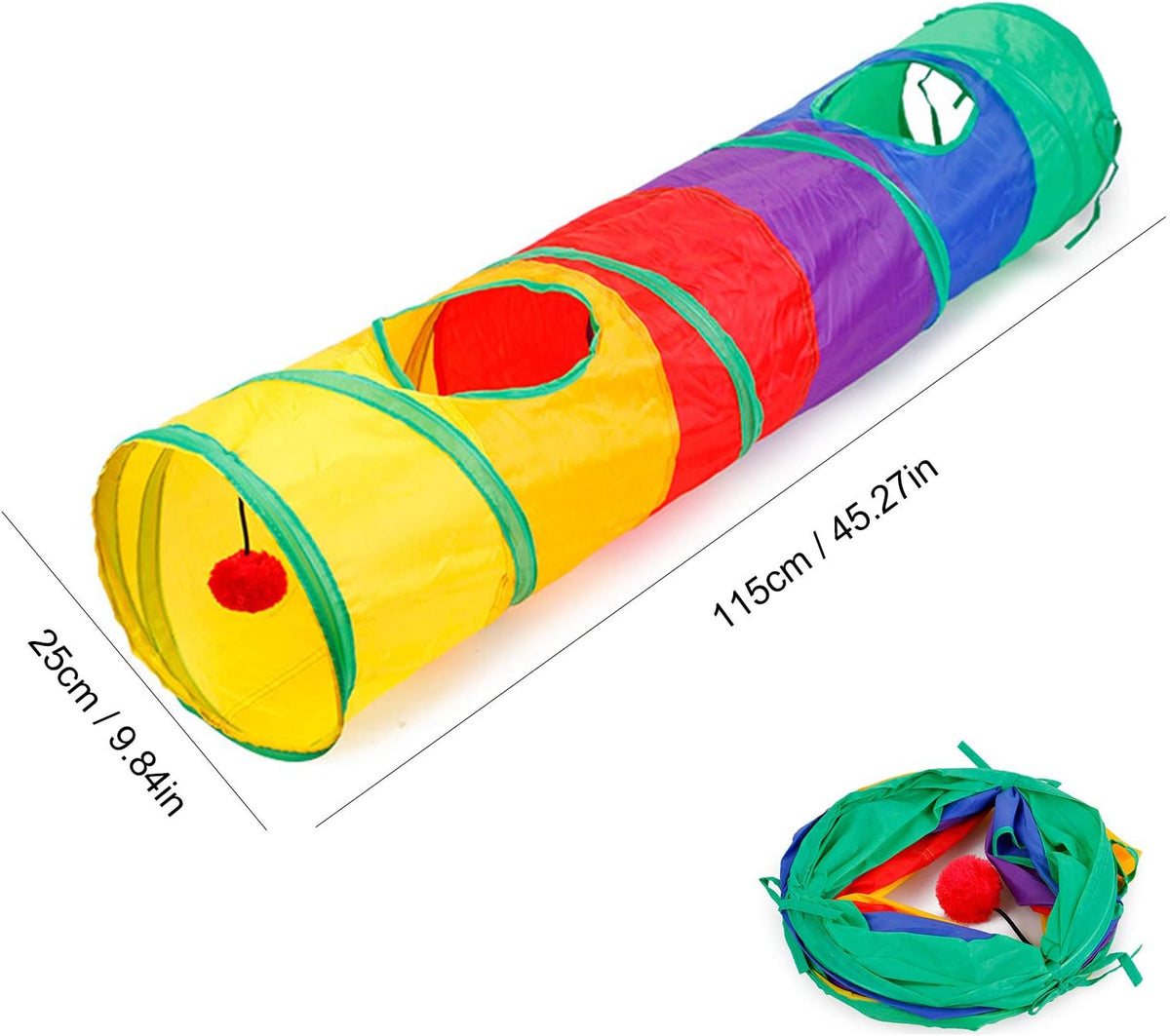 32-Piece Interactive Cat Toy Set Featuring Foldable Rainbow Tunnel, Feather Teaser Wand, Plush Mouse, Crinkle Balls, and Bell for Cats and Kittens
