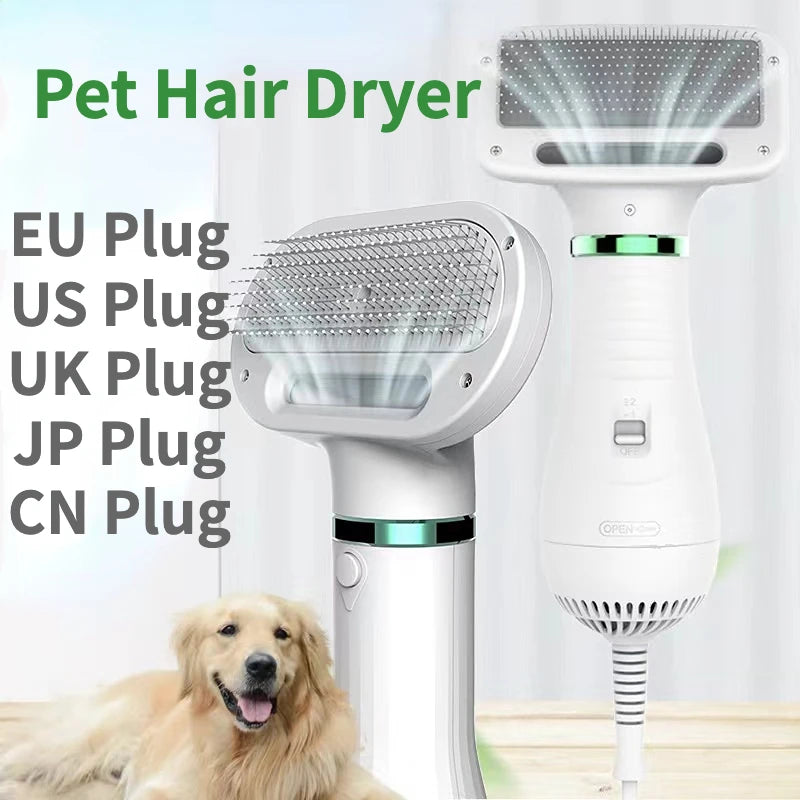 2-in-1 Quiet Pet Dryer and Grooming Kit for Dogs and Cats with Low Noise Temperature Control