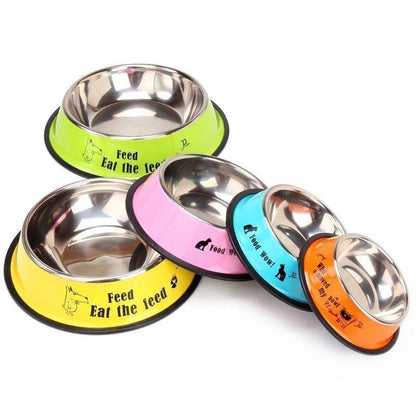 Stainless Steel Non-Slip Pet Bowl for Dogs and Cats - Available in Diameters of 11-22cm for Small, Medium, and Large Breeds