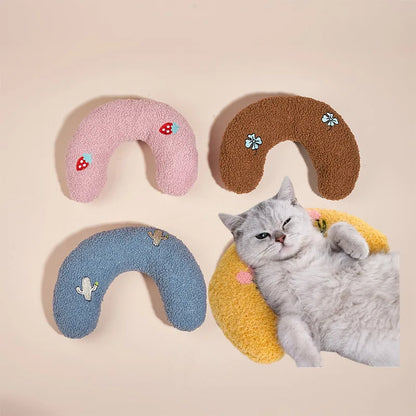 2022 Premium U-Shaped Winter Pillow for Cats and Dogs - Comfortable Sleep Aid and Cervical Spine Support Pet Accessory