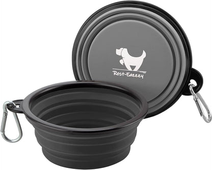Set of 2 Durable Collapsible Dog Water Bowls for Travel