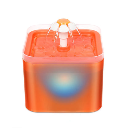 2L Automatic Pet Water Fountain with LED Lighting and USB Connectivity, Featuring Recirculating Filtration System for Cats and Dogs
