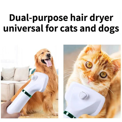 2-in-1 Quiet Pet Dryer and Grooming Kit for Dogs and Cats with Low Noise Temperature Control