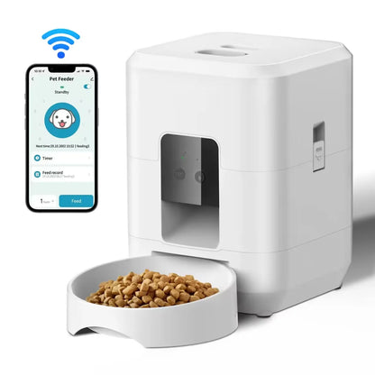 3.5L Smart Automatic Pet Feeder with WiFi App Control and Timed Dosing, Includes 2L Automatic Water Fountain and Cat Bowl