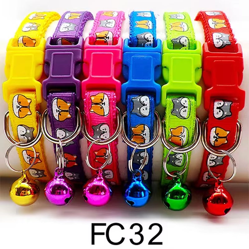 12-Pack Adjustable Cat Collars with Bells - Wholesale Pet Accessories for Cats and Kittens