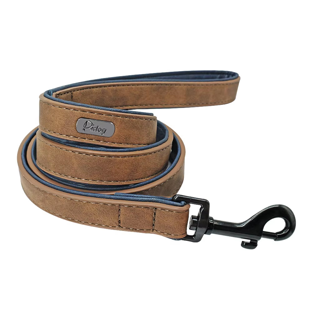 Leather Dog Leash and Harness - Adjustable Training Rope for Small, Medium, and Large Dogs