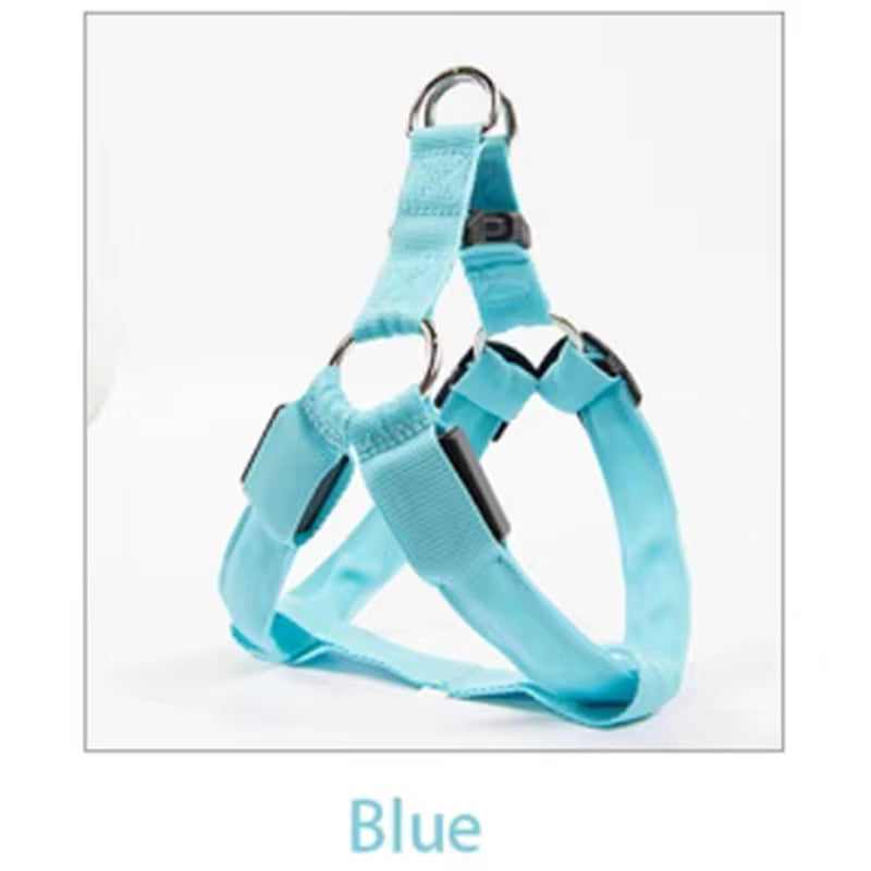 Nylon Pet Safety Harness with LED Light, Dog Leash and Collar Vest Accessories