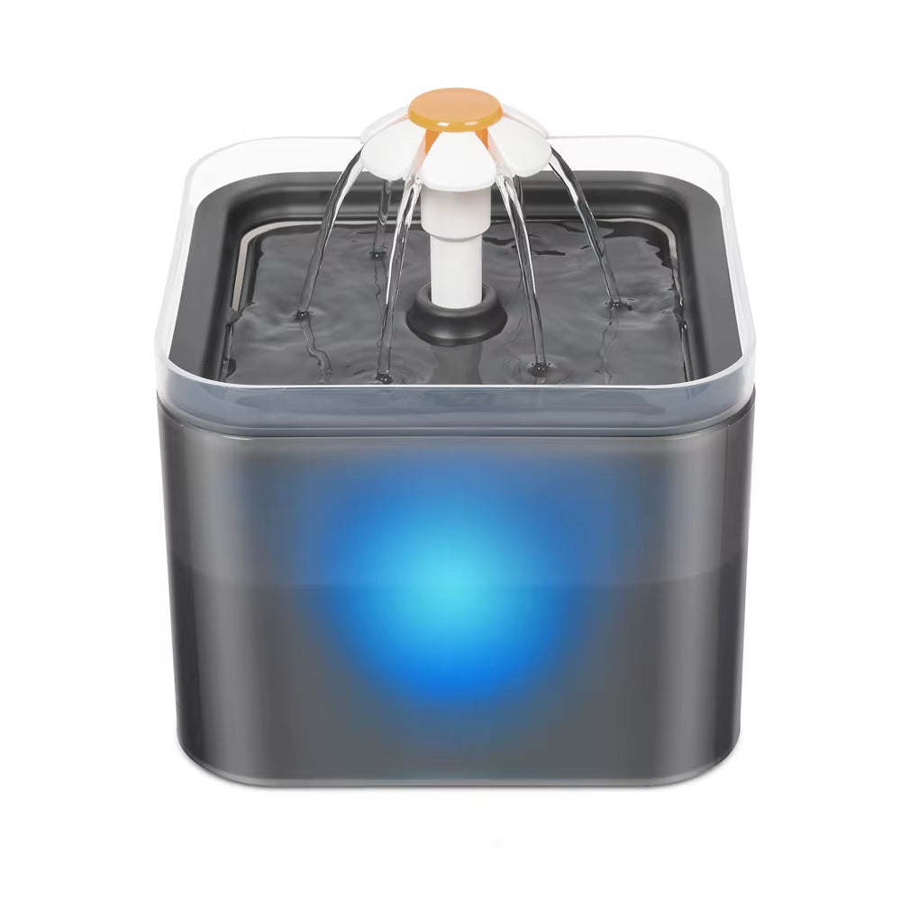 2L Automatic Pet Water Fountain with LED Lighting and USB Connectivity, Featuring Recirculating Filtration System for Cats and Dogs