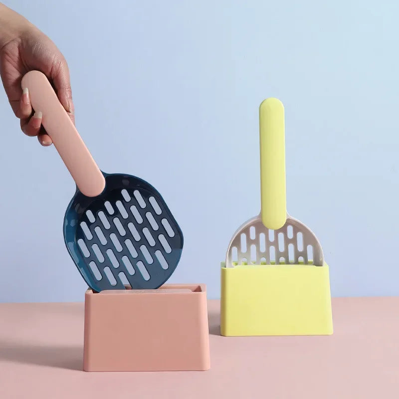 Professional Cat Litter Scoop with Base - Self-Cleaning Kitten Toilet Cleaning Tool