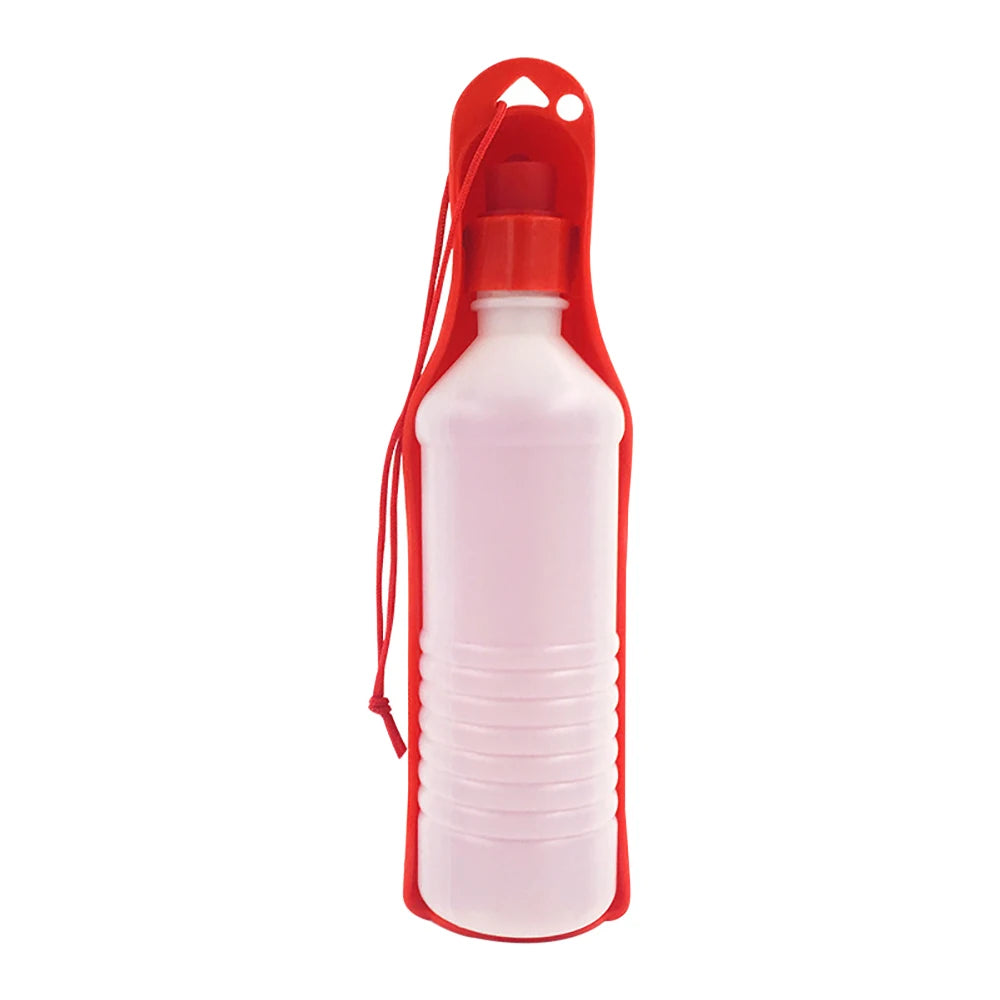 Portable Outdoor Dog Water Bottle with Foldable Feeding Bowl and Automatic Water Dispensing System