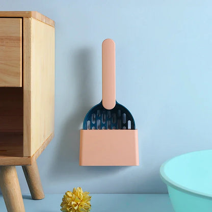 Professional Cat Litter Scoop with Base - Self-Cleaning Kitten Toilet Cleaning Tool