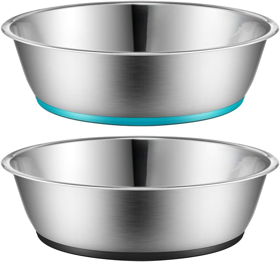 Lightweight Stainless Steel Pet Bowls, 3-Cup Capacity Each, Set of 2