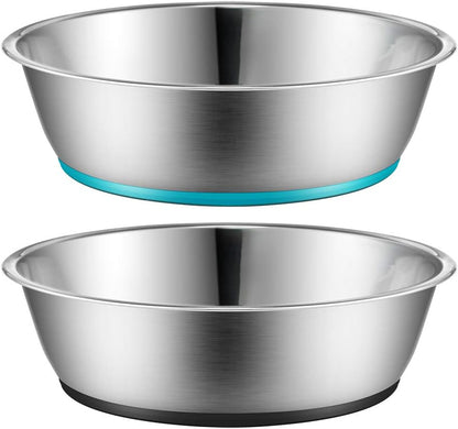 Lightweight Stainless Steel Pet Bowls, 3-Cup Capacity Each, Set of 2