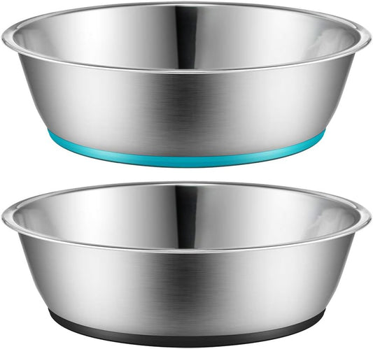 Lightweight Stainless Steel Pet Bowls, 3-Cup Capacity Each, Set of 2