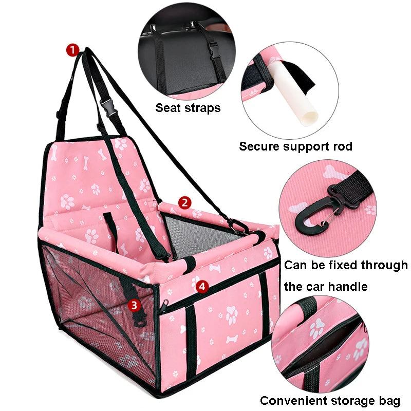 Dog Car Seat Cover Folding Hammock Puppy Booster Seat Basket for Small Medium Large Dogs Stable Foldable Travel Pet Dog Car Seat