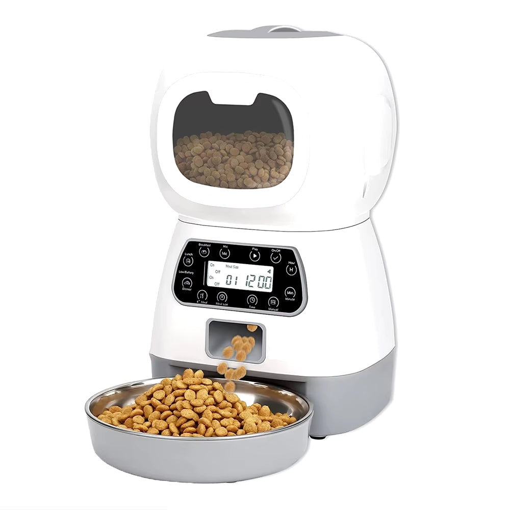 3.5L Smart Automatic Pet Feeder with WiFi App Control and Timed Dosing, Includes 2L Automatic Water Fountain and Cat Bowl