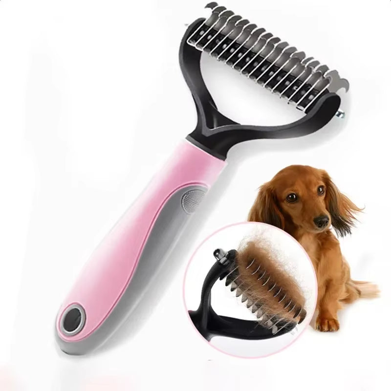 Pet Fur Knot Cutter and Dual-Sided Grooming Comb for Dogs and Cats - Shedding and De-Shedding Tool for Puppies