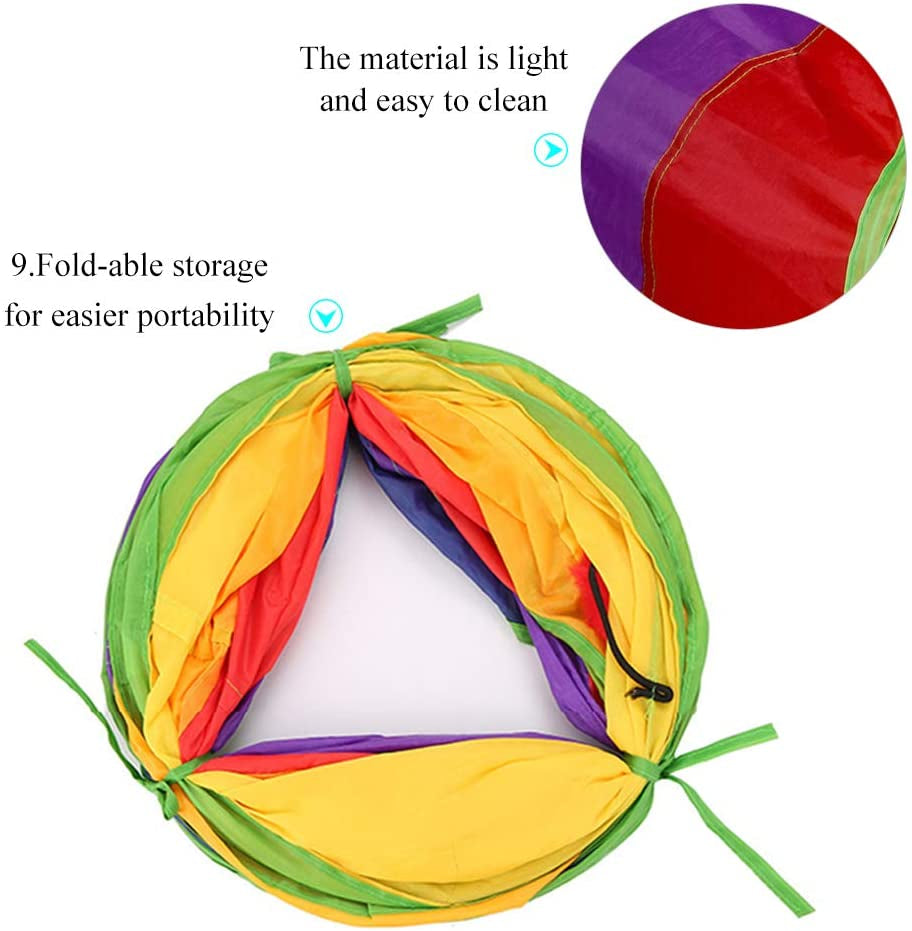 Indoor Cat Tunnel - 45" Collapsible Rainbow Tube with Play Ball and Dual Openings for Kittens and Rabbits, Ideal for Exercise and Training (Colorful)