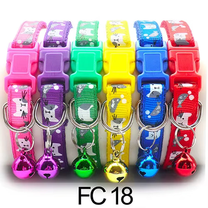 12-Pack Adjustable Cat Collars with Bells - Wholesale Pet Accessories for Cats and Kittens