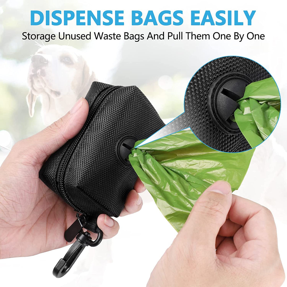 Dog Waste Bag Dispenser - Soft Fabric Zippered Holder for Pet Poop Bags, Leash Accessory Attachment, 2-Pack in Purple and Black