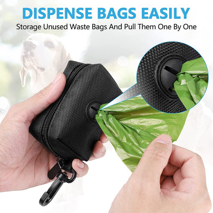 Dog Waste Bag Dispenser - Soft Fabric Zippered Holder for Pet Poop Bags, Leash Accessory Attachment, 2-Pack in Purple and Black