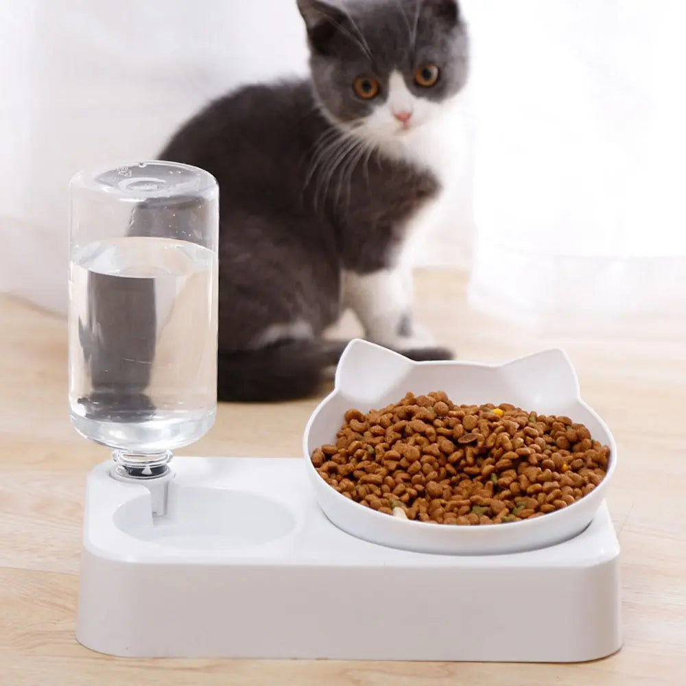 Ergonomically Designed Pet Bowl with 15-Degree Tilt for Cervical Vertebrae Support - Automatic Dog Food and Water Feeder