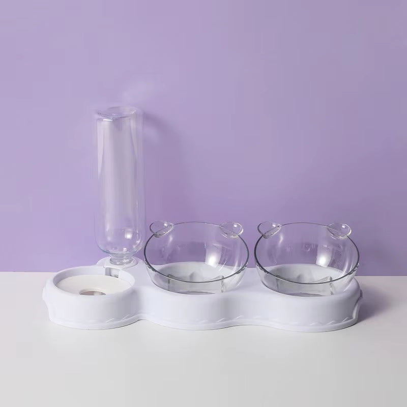 Automatic 3-in-1 Pet Feeder with Double Bowls and Water Reservoir for Cats and Dogs