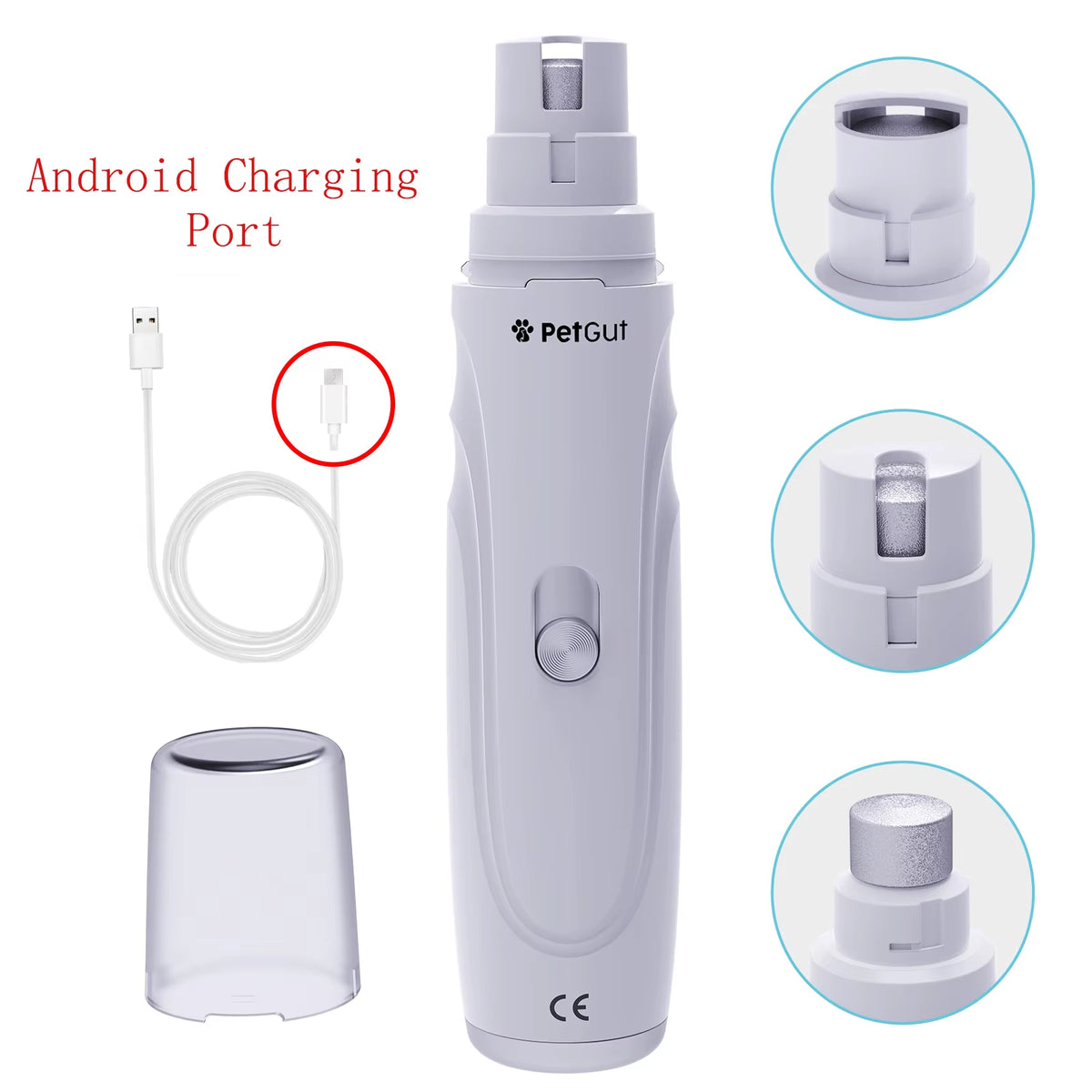 USB Rechargeable Electric Dog Nail Grinder - Quiet Pet Nail Grooming Tool for Cats and Dogs