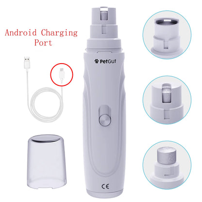 USB Rechargeable Electric Dog Nail Grinder - Quiet Pet Nail Grooming Tool for Cats and Dogs