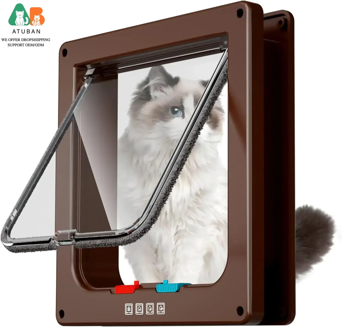 Premium Large Cat Door for Interior and Exterior Use - 4-Mode Locking Mechanism, Ideal for Windows and Walls, Strong and Durable