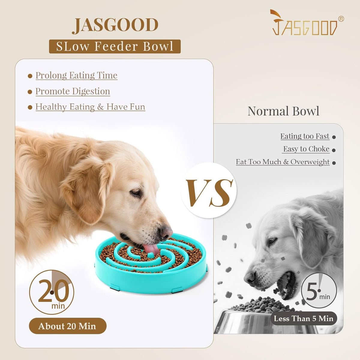 Slow Feeder Bowl for Large and Medium Dogs - Anti-Gulping Design to Prevent Bloat and Choking