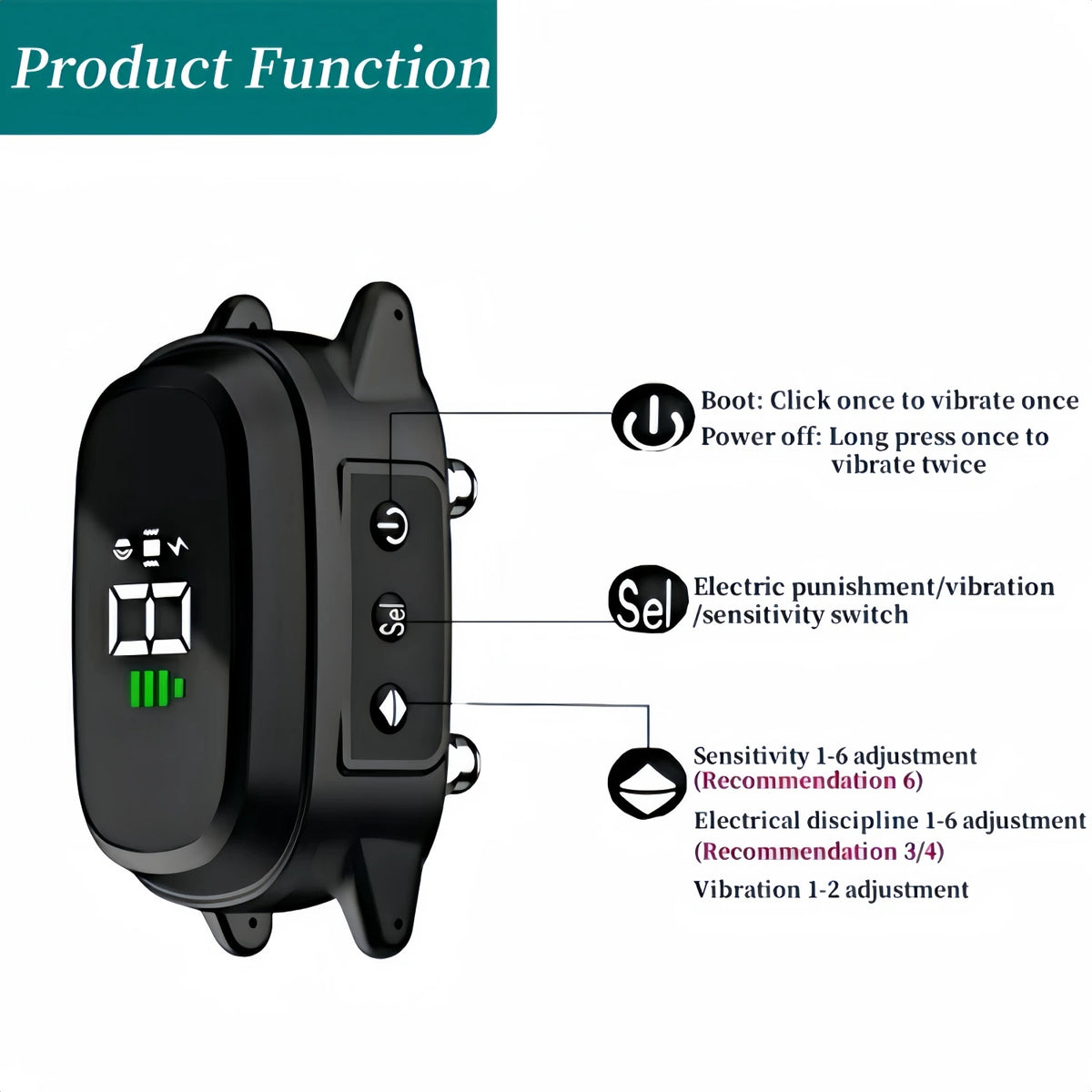 800mm Remote-Controlled Cat Training Collar with Shock Function and Meowing Prevention